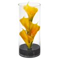 thumbnail image 1 of 14 in. Calla Lily Artificial Arrangement in Cylinder Glass, Yellow, 1 of 1