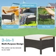 thumbnail image 6 of Gymax 2PCS Patio Ottomans Wooden Handles Rattan Knitting Foot Pedal Off White, 6 of 9