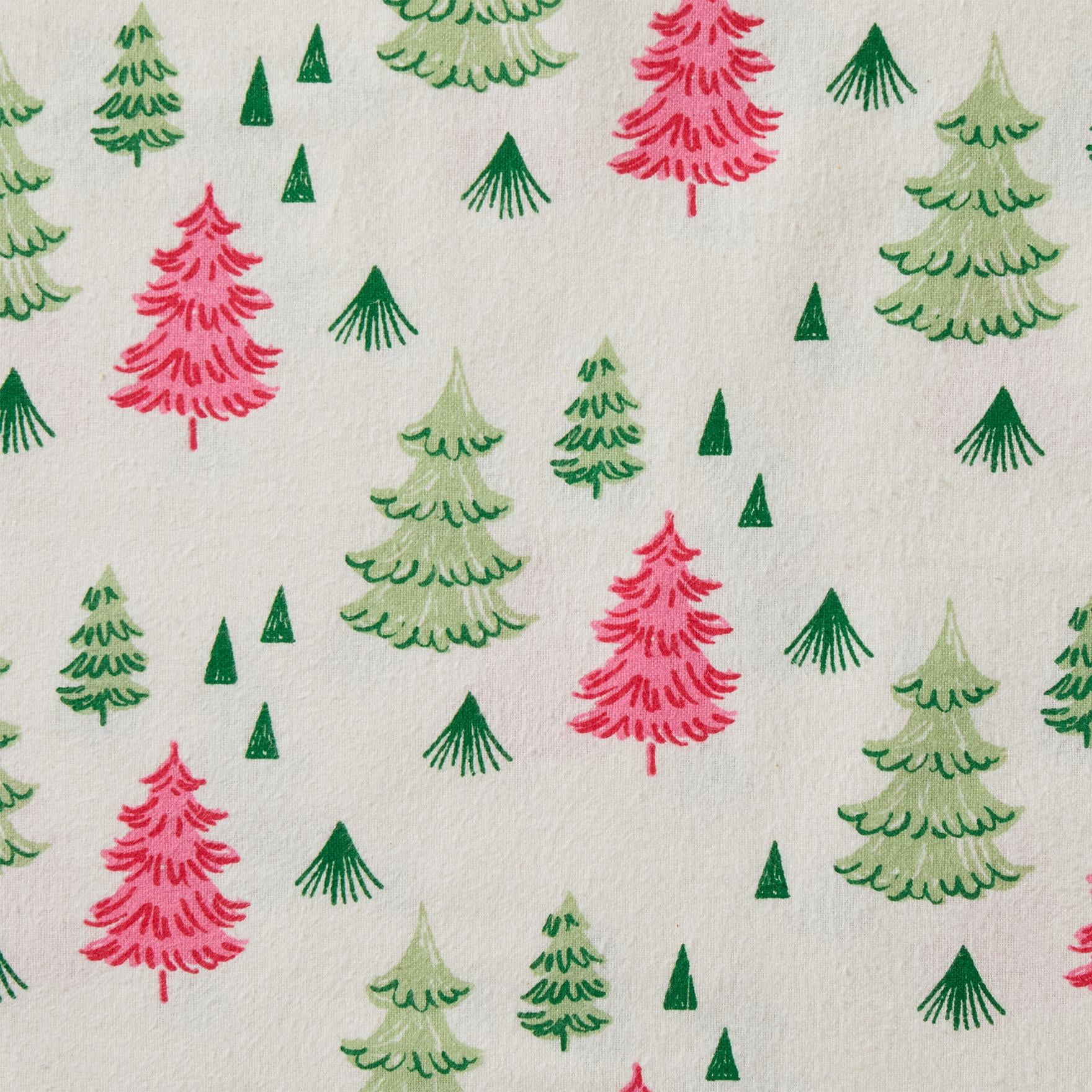 Hallmark Multi Color Trees 3-Piece Adult Brushed Cotton Flannel Bed Sheet Set, Twin
