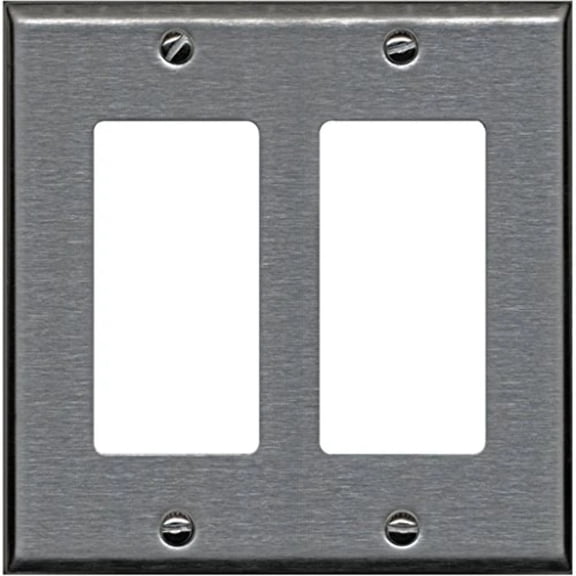 RiteAV Blank Wall Plate for Keystone Jacks - Stainless Steel 2 Gang Decorative