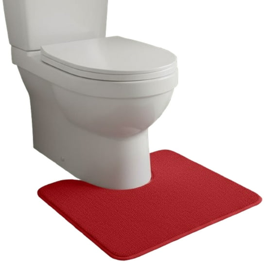 Djiypn Soft Foam Toilet Rug U-Shaped, Soft and Comfortable Bath Mat, Super Water Absorption, Non-Slip, Thick, Machine Wash and Easy to Dry for Bathroom, 16 X 20 Inches, Red