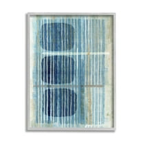 Stupell Industries Retro Mod Shapes Blue Beige Stripes Modern Painting, 16 x 20, Design by Flora Kouta