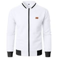 thumbnail image 5 of Vxararl Zip Up Collared Bomber Windbreaker Jacket for Men, Lightweight Casual Work Golf Outerwear with Zipper Side Pockets for Everyday Fall Outdoor Wear White XL, 5 of 7