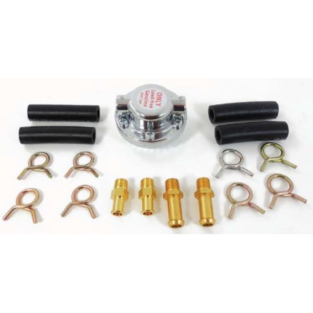 RPC Racing Power Company R5857 Fuel Pressure Regulator 1 To 6 PSI; Chrome Plated; Steel; With Regulator/ Fittings For 5/16 Inch and 3/8 Inch Fuel Lines