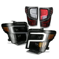 AKKON - For 2016-2021 Nissan Titan LED Switchback Headlights   Light Tube Tail Lights Black Assembly Set
