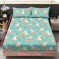 thumbnail image 2 of COEQINE Sheet Full Size Set 3 Pieces, Includes Bedding Sheets & Pillowcases, All Around Elastic Fitted Deep Pocket All Season, Easter Rabbit Egg Flower Basket Turquoise, 2 of 5