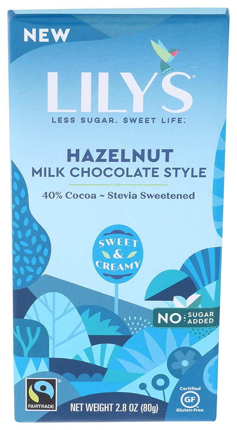 Lily's Sweets Milk Chocolate Bar 40% Cacao Hazelnut 2.8 oz Pack of 2