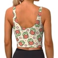 thumbnail image 3 of Haiem Frog Hold Strawberry Pattern Womens Sports Bra - U Neck Padded Low Impact Yoga Bra Workout Crop Top Gym Moisture-Wicking Workout Vest -Small, 3 of 9