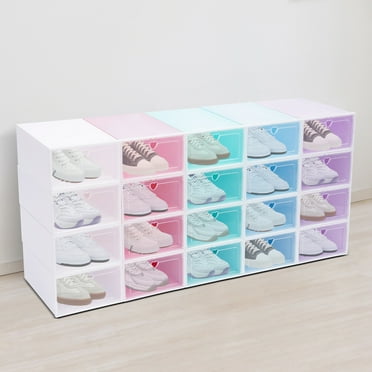 20PCS Rectangular Thicken Plastic Shoe Container Foldable Shoe Box Organizer 33*23*14cm/13*9.1*5.5inch