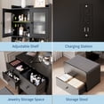 thumbnail image 5 of JustSmart 3-in-1 Vanity Desk with Sliding LED Mirror, Tall Makeup Dressing Table Set with 4 Drawers, Acrylic Doors, 2 AC Outlets & USB-C, Jewelry Box, Cushioned Chair, Black, 5 of 8