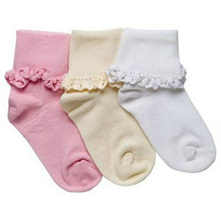 Tic Tac Toe Pendant Tic Tac Toe Cotton Cluny Lace Turn Cuff Ankle Girl Dress Socks 1 Pair (8-9 1/2, White) ()