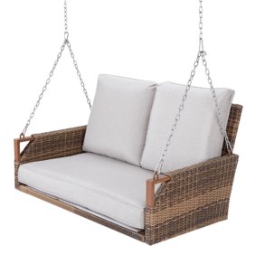 Mainstays Battle Creek Outdoor Wicker Porch Swing With Cushions