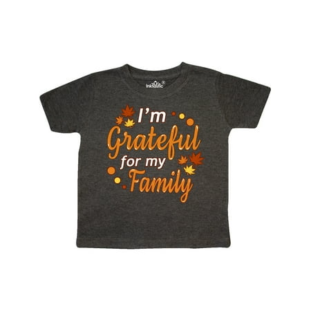 

Inktastic I m Grateful for my Family in Orange with Fall Leaves Gift Toddler Boy or Toddler Girl T-Shirt