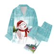 thumbnail image 1 of Gibobby camisones de mujer Conjunto de pantalones festivos de manga larga con copa de y árbol de Papá Noel con estampado completo de solapa navideña para mujer (Aqua, L), 1 of 3