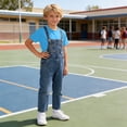 thumbnail image 6 of Bovxnpu Toddler Kids Boys Girls Unisex Solid T Shirt Denim Overalls Socks Short Sleeve Outfit Set, 6 of 8
