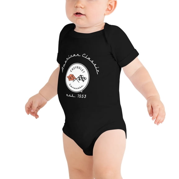 SUNBELTGIFTS C1 Corvette Baby short sleeve snap bottom One Piece, perfect for the youngest fan