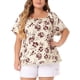 thumbnail image 1 of Blusas bohemias de talla grande para mujer Agnes Orinda, cuello cuadrado, mangas cortas, dobladillo con flecos, tops casuales de verano 1X beige, 1 of 6