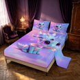 thumbnail image 2 of Manfei Cute Dragon Animals Queen Sheets,Kawaii Wildlife Queen Sheet Sets,Purple Blue,4 Pieces,1 Flat Sheet,1 Fitted Sheet and 2 Pillowcases, 2 of 6