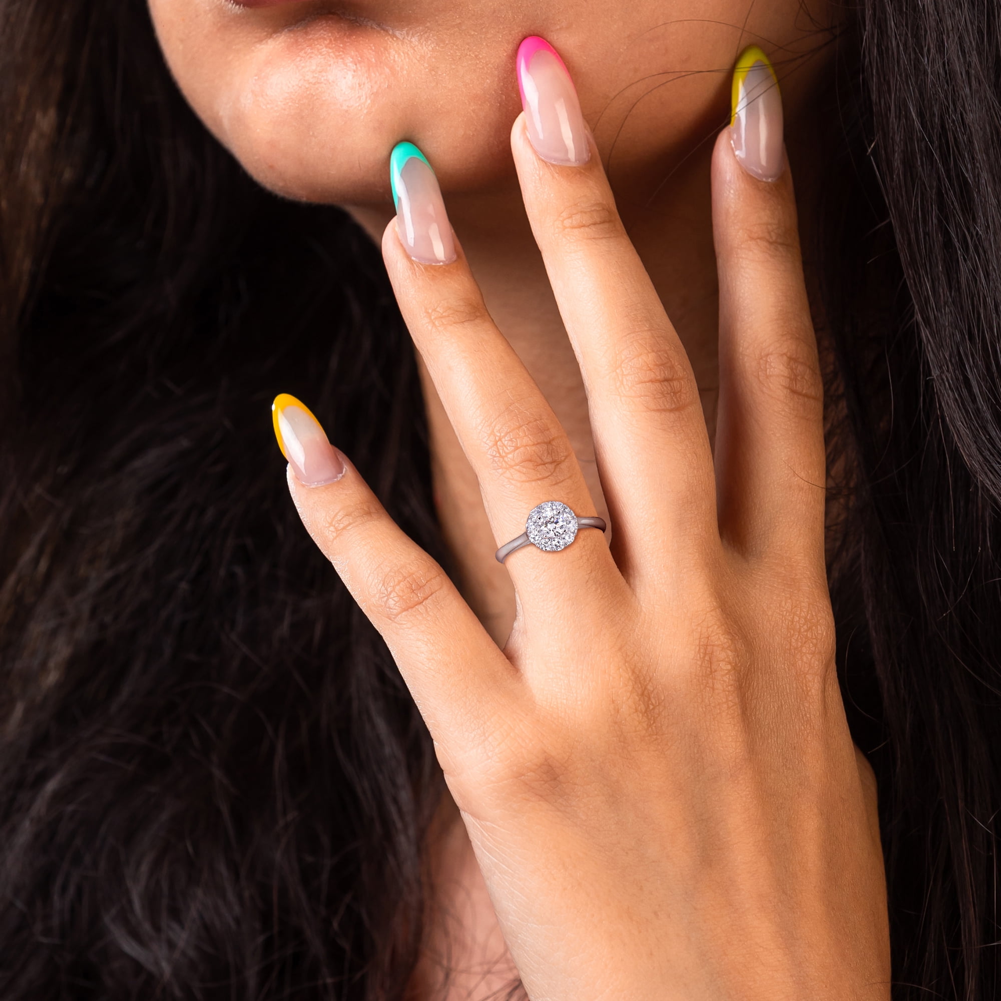 Created Forever Women's 3/4 Carat T.G.W. Lab-Grown Diamond 14kt White Gold Halo Engagement Ring