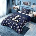 thumbnail image 3 of meiyoeat Soccer Letter L Twin Comforter Sets for Kids, Sports Football Bedding Set for Bedroom, Navy Blue, Blue Reversible, 2-Piece, 1 Comforter and 1 Pillowcase, 3 of 6