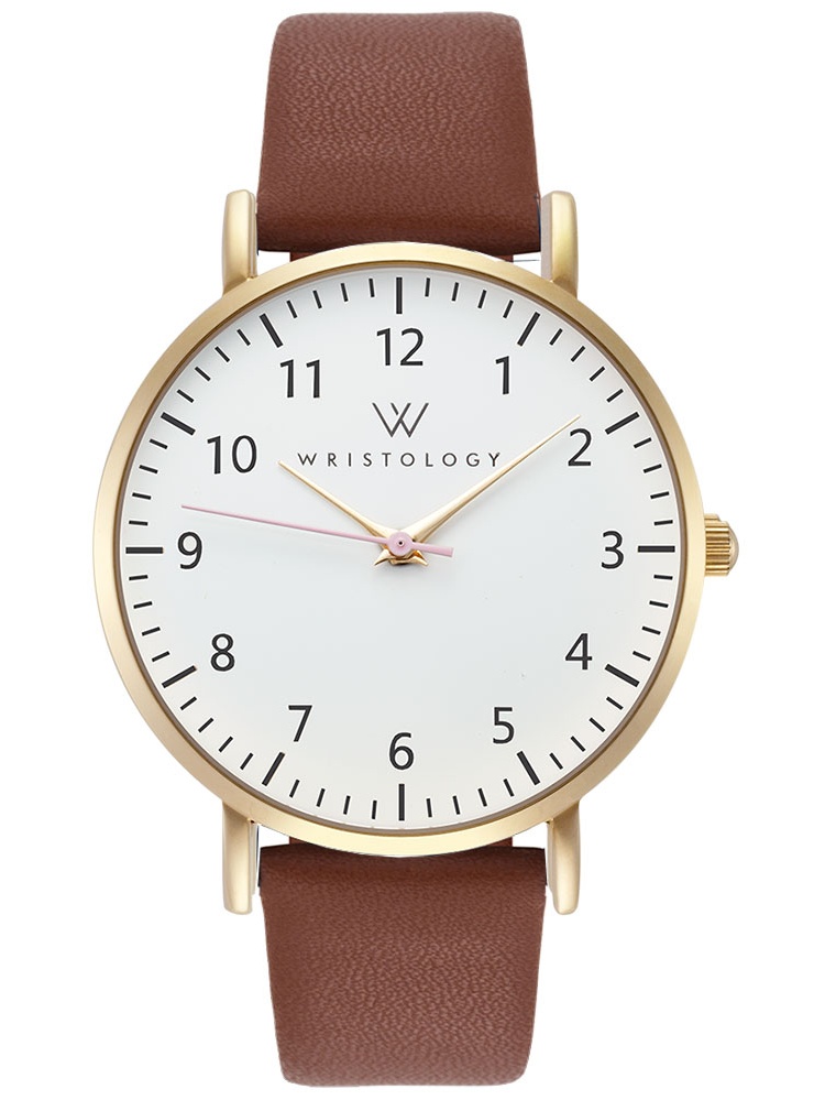 Wristology wristology olivia number gold womens watch with 18mm brown