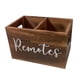 thumbnail image 1 of Organizador de escritorio para control remoto, caja de almacenamiento multimedia de madera con 2 ranuras, control remoto Marrón, 1 of 9