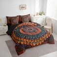 thumbnail image 3 of Manfei Bohemian Mandala Bedding Comforter Set 7-Piece for Girls Women, Hippie Floral Flower Full Bedding Set, Orange Purple Fitted Sheet Flat Sheet, Microfiber Bedroom Decor, 3 of 8