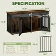 thumbnail image 6 of NARTRU 72.4" Large Double Dog Crate Kennel Furniture with Divider and 2 Drawers for 2 Medium or Large Dogs Indoor, Brown+Black, 6 of 9