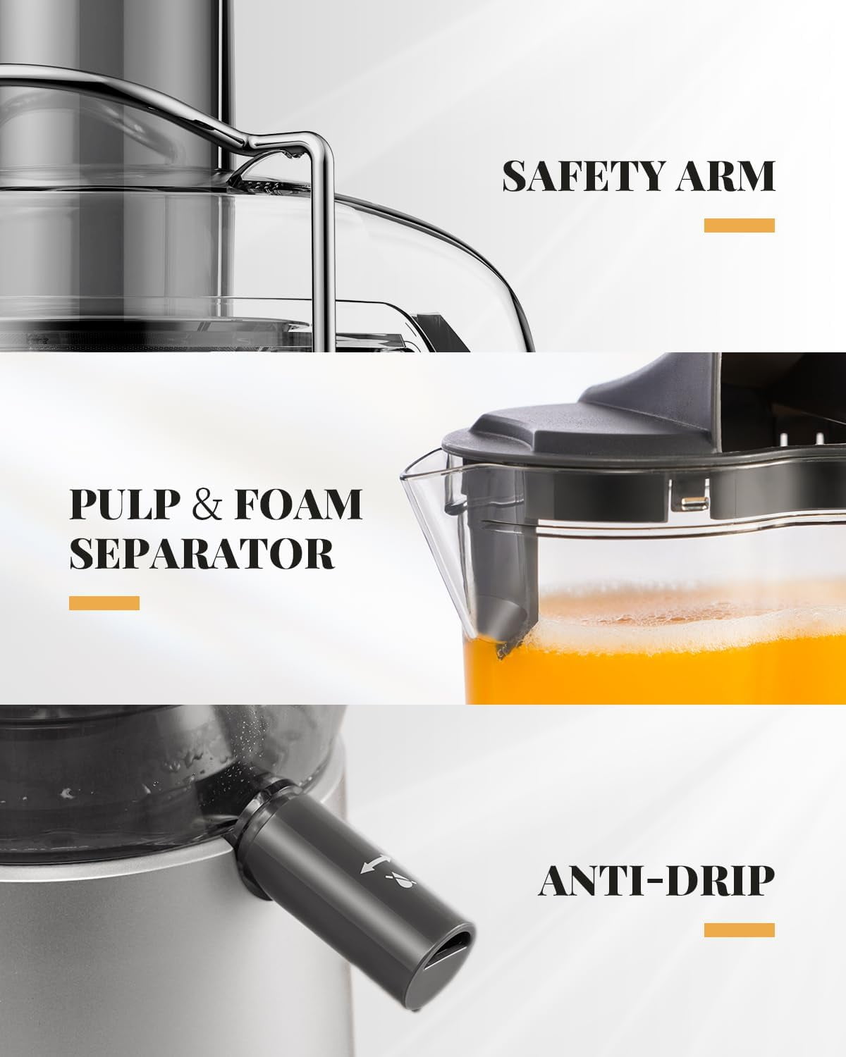 Juicer Machine, 1200W Centrifugal Juicer Extractor with Wide Mouth 3.2" Feed Chute for Fruit Vegetable, Easy to Clean, Silver