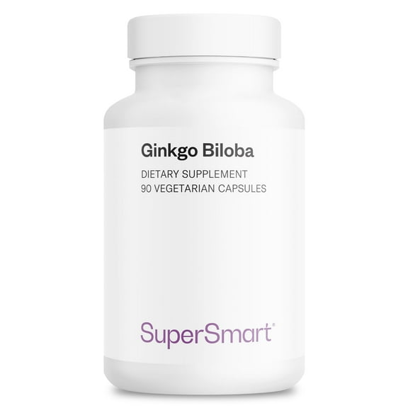 SuperSmart Ginkgo Biloba 180mg per Day (High Strength) - Ginkgo Supplement - 24% Ginkgo Flavonglycosides | Non-GMO & Gluten Free - 90 Vegetarian Capsules