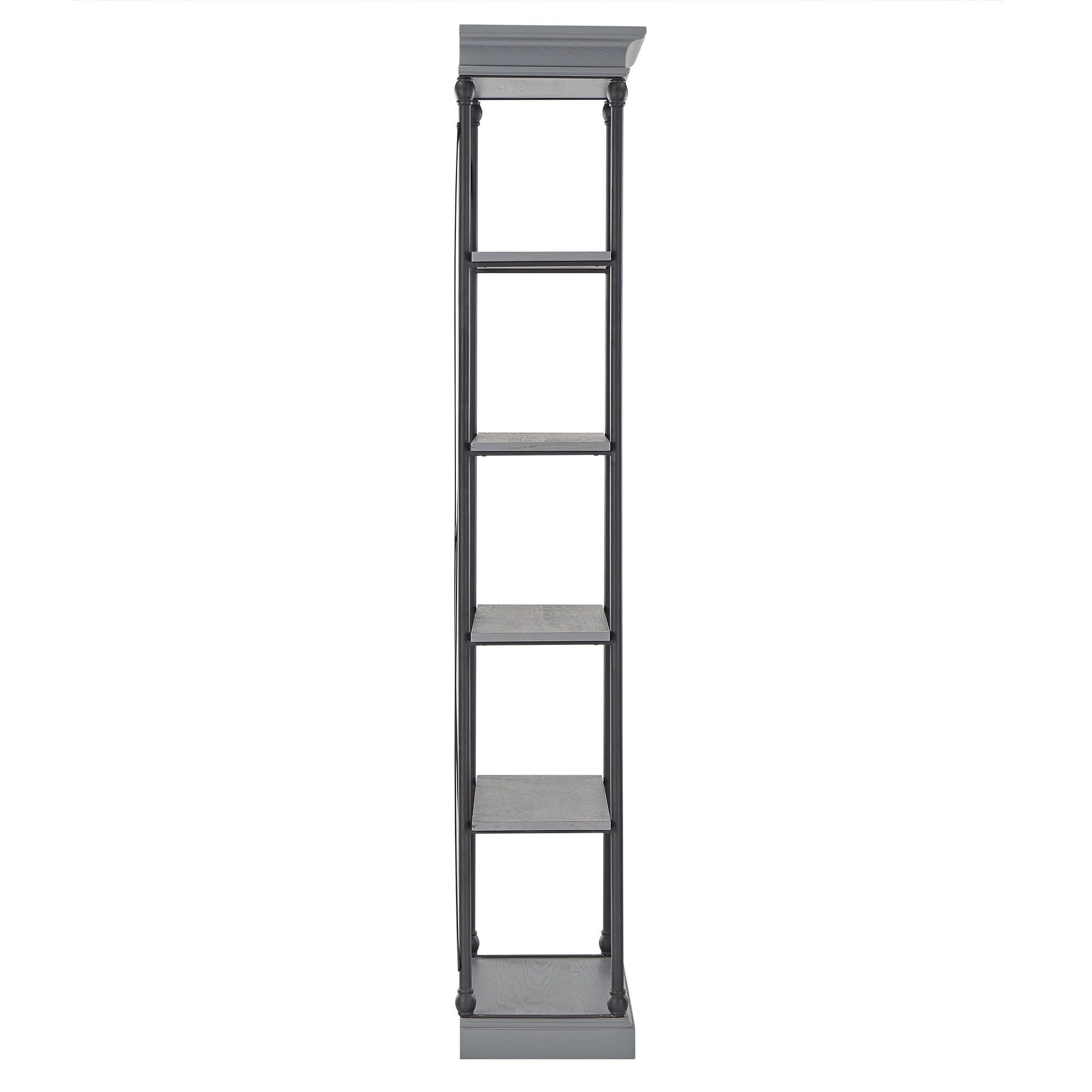 Weston Home Cabana Wood and Iron 5 Shelf Bookcase, Grey/Black