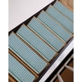 thumbnail image 3 of Green Abstract Floral Stair Treads Non Slip for Steps Country Vintage Tribal Geometric Flower Plaid 4 Pcs Reusable Adhesive Stair Runner Mats for Dogs Elders Carpet Treads Rugs for Staircase 8x30 In, 3 of 7