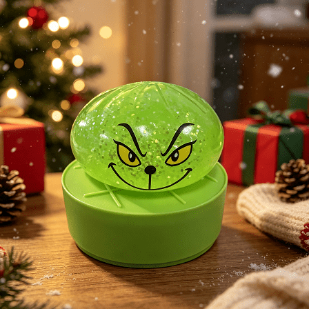 Christmas Green Monster Dumpling Squishy - Soft Glitter Fidget Toy for Kids and Adults