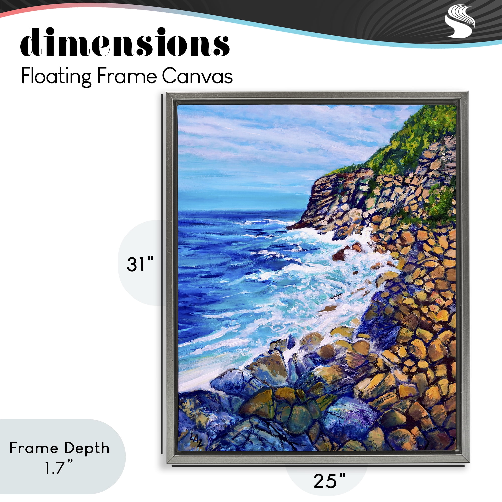 Stupell Industries Cliffside Ocean Spray Gray Framed Floater Canvas Wall Art, design by Lee Ann Zirbes