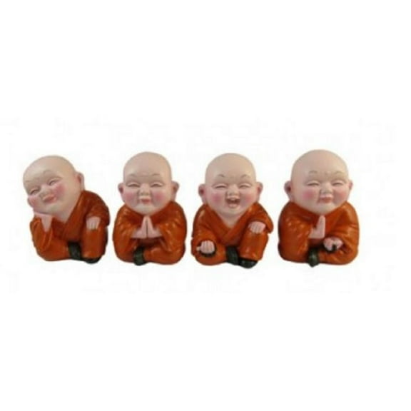 Keep Calm Happy Smiling Buddha Miniature Figurine Set of 4 Buddhism Mini New