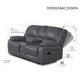 thumbnail image 4 of Ellesophas Living Room 109" Manual PU Leather Reclining Sectional Sofa with Footrest, Storage Console & 4 Cup Holders, Gray, 4 of 12