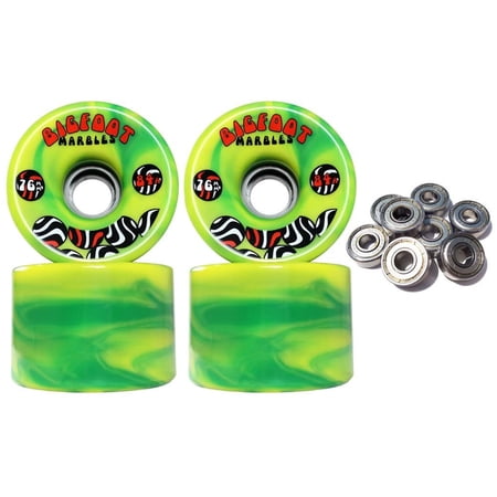 Bigfoot Swirl Longboard Wheels 76mm Yellow/Green 84a + Abec 9 Bearings price history on PriceWatchPro