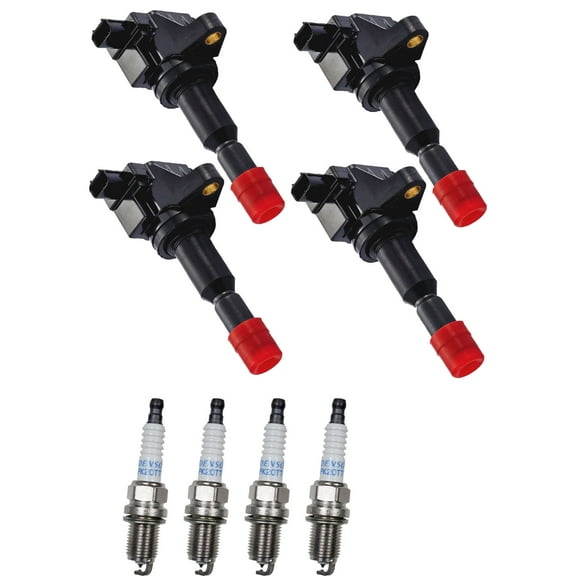 Set of 4 ISA Ignition Coils & 4 Spark Plugs for 2009-2010 Honda Fit 1.5L Replacement for UF626
