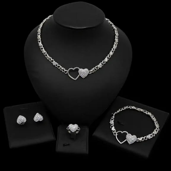 HUGSKISSES xo set necklace bracelet earrings ring silver Layered gold Plated #11
