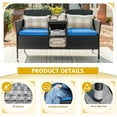 thumbnail image 6 of YEXJ Outdoor Patio Loveseat Modern Rattan 2-Seat Patio Conversation Set with Cushions & Built-in Coffee Table Porch Furniture for Garden Lawn Backyard-Blue, 6 of 7