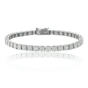 Lumineux 1/10CT Diamond Accent Tennis Bracelet in Rhodium Plated Brass for Women