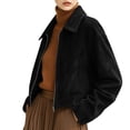 thumbnail image 5 of GUACER Womens Zip Up Short Jackets Fashion Suede Collared Long Sleeve Tops Vintage Fall Winter Casual Crop Coat, 5 of 8