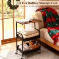 thumbnail image 2 of Carrito Rodante Gmrithaf de 3 Niveles con Ruedas y Tapa de Madera Negra, 2 of 8