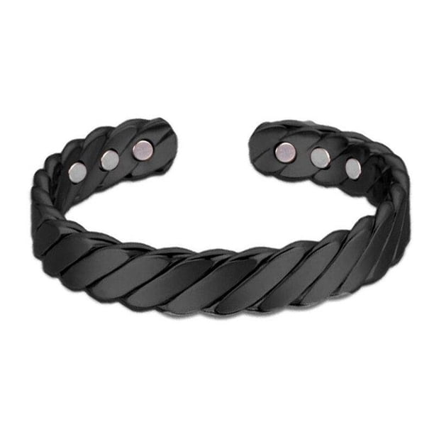 Xihbxyly Pulsera Magnética, Diseño de Titanio, Oro y Carbono, Terapia Magnética Que Mejora La Salud, Ajuste Elástico Elegante, Accesorio de Bienestar y Fitness, Unisex, Construcción de Metal Resisten