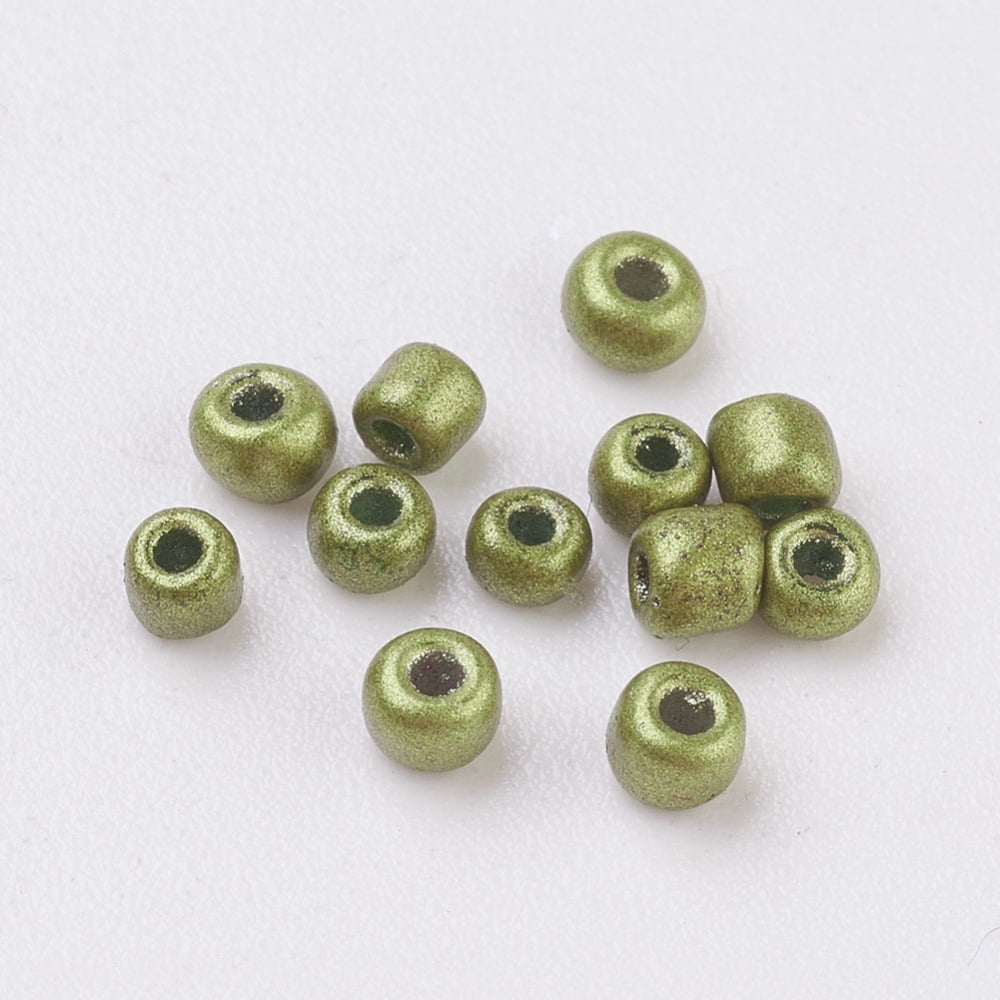 Glass Seed Beads Dyed Colors Round Olive Size: about 2mm in diameter hole:1mm
