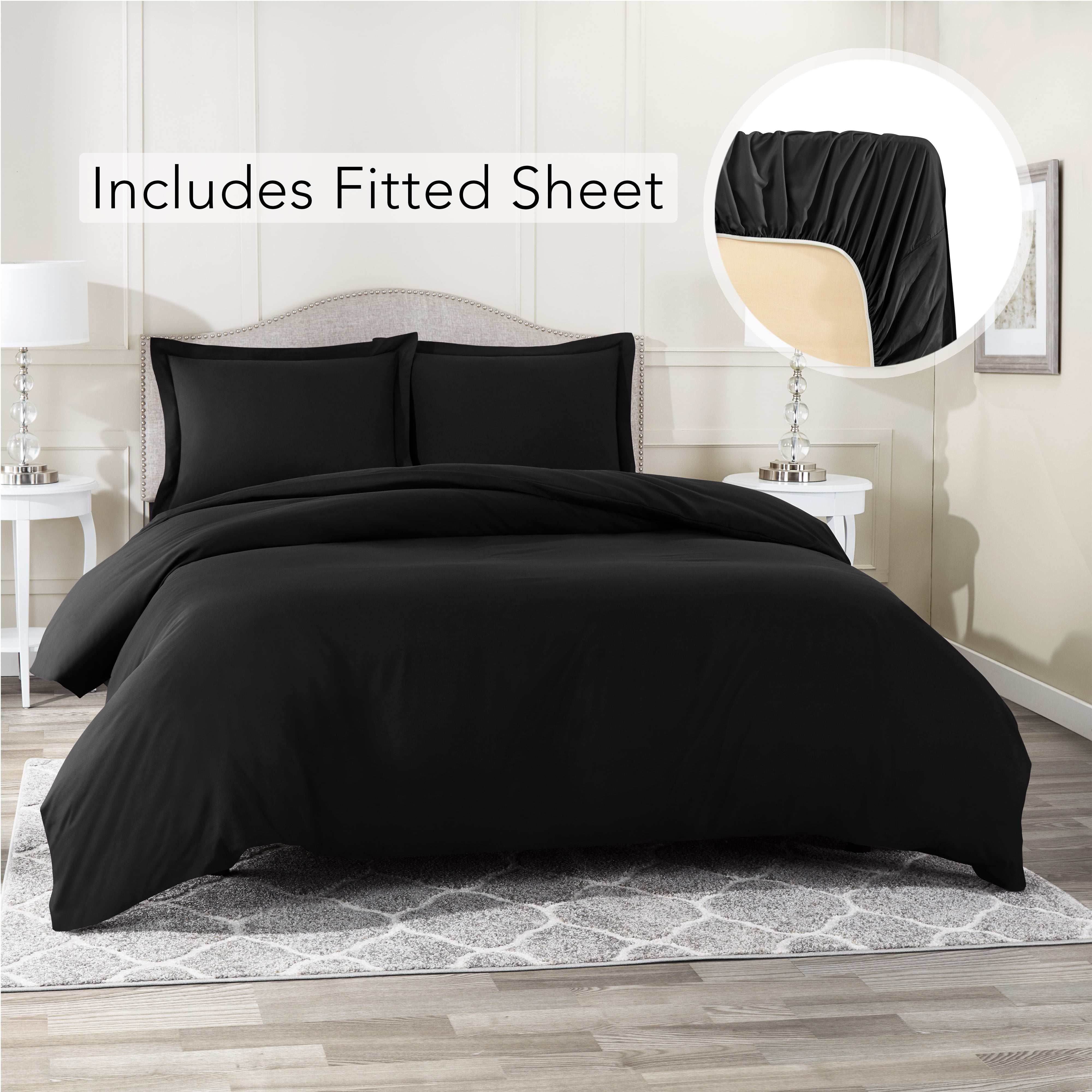 Twin XL Size Duvet Cover with 1 Fitted Sheet and 1 Pillow sham, Button ...