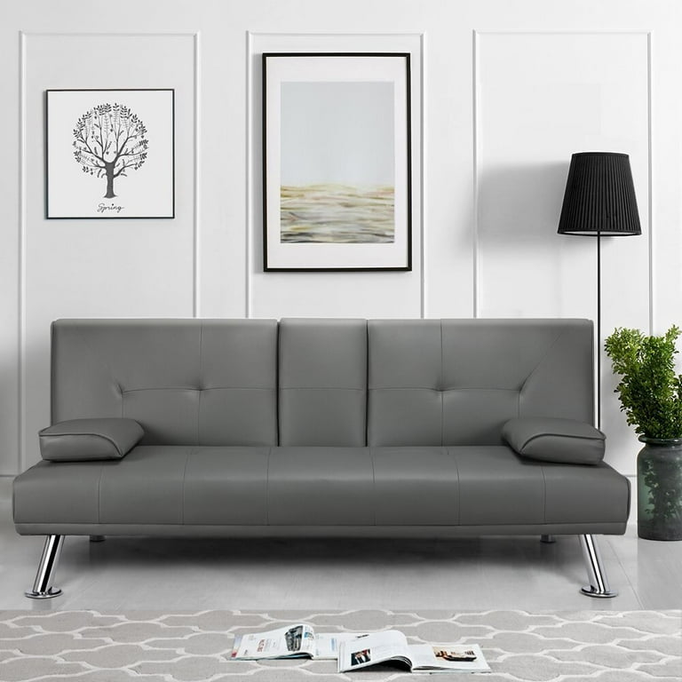 Janni Twin 66 Wide Faux Leather Biscuit Back Convertible Sofa Widely used sofa bed is perfect for small spaces and well suited for an apartment