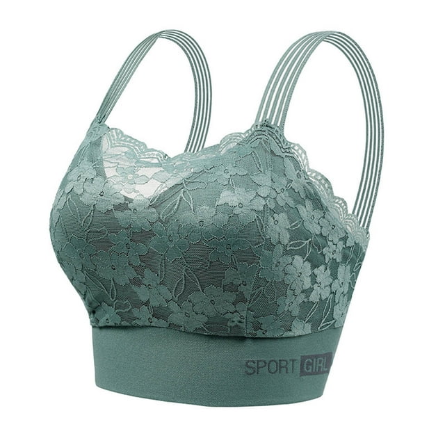 Fashion Women Solid Color Steel Rings Lace Pad Gathering Daily Bra