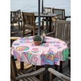 thumbnail image 2 of Outdoor Tablecloth with Umbrella Hole for Patio/Picnic/Party/Camping, Children's Day Waterproof Table Cloth Round Cover Washable, Airplanes Sailing Boats Tree Cartoon Pink (Dia 54"), 2 of 8