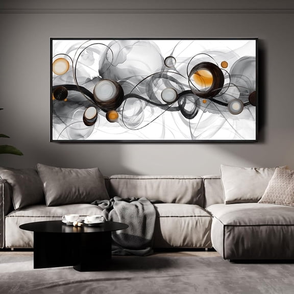 CDDposter Large Size Frame Wall Art for Living Room - Abstract Artwork Minimalist Painting Modern Black and White Canvas Picture Boho Gray Wall Art
